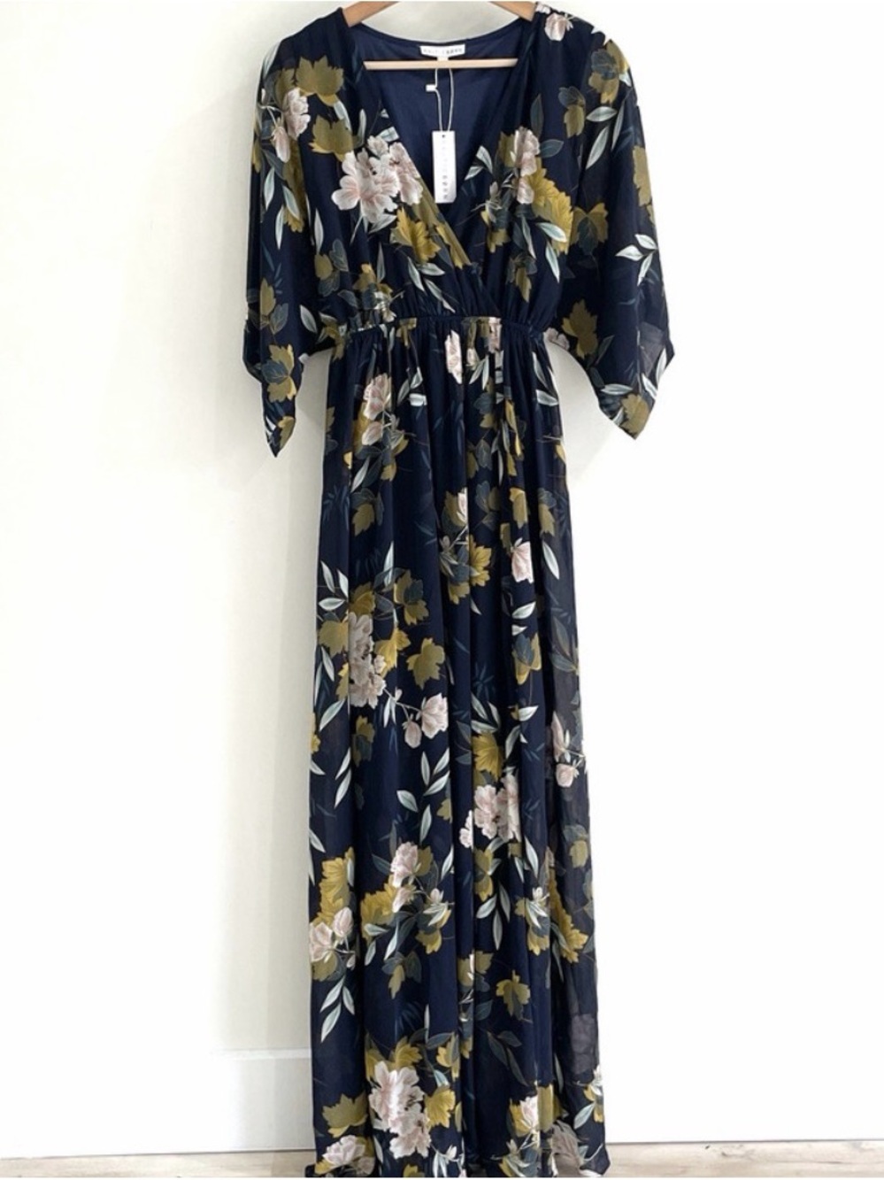 Baltic Born Navy Floral Wrap Maxi Dress